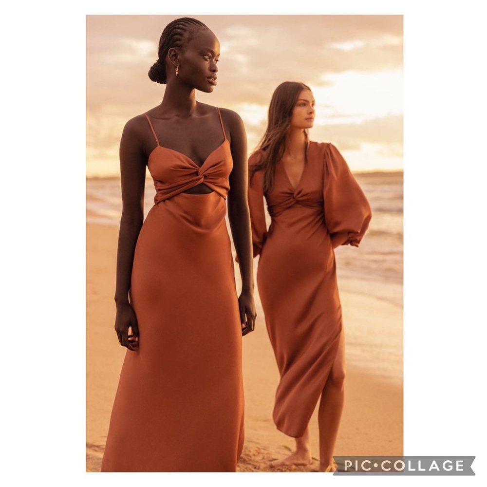 New! Shona Joy LUXE TWIST FRONT SLEEVELESS MIDI DRESS